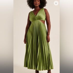 Abercrombie Satin Pleated Cutout Maxi Dress